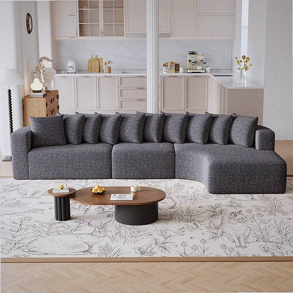 131.1-inch Chenille Sectional Sofa Set, Modern Cloud-Shaped Curved Sofa, Inc