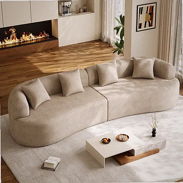 131" 4-Seater Oversized Extra Deep & Wide Seat Curved Sectional Sofa w/4 Pillows