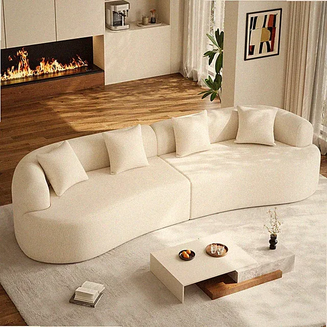 131" 4-Seater Oversized Extra Deep & Wide Seat Curved Sectional Sofa w/4 Pillows