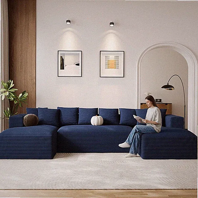 131" Oversized U-Shaped Cloud Sectional Sofa with Double Chaise, Blue