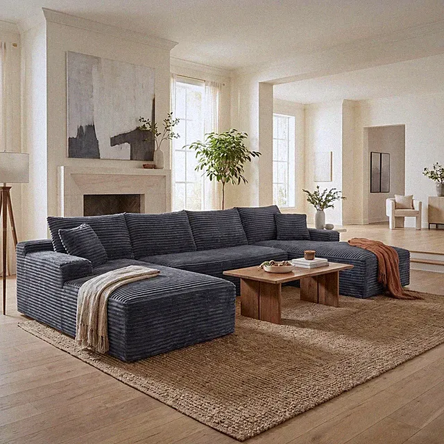 132.1" Compressible U-Shaped Sectional Sofa Set,Minimalist Style Modular Sectio