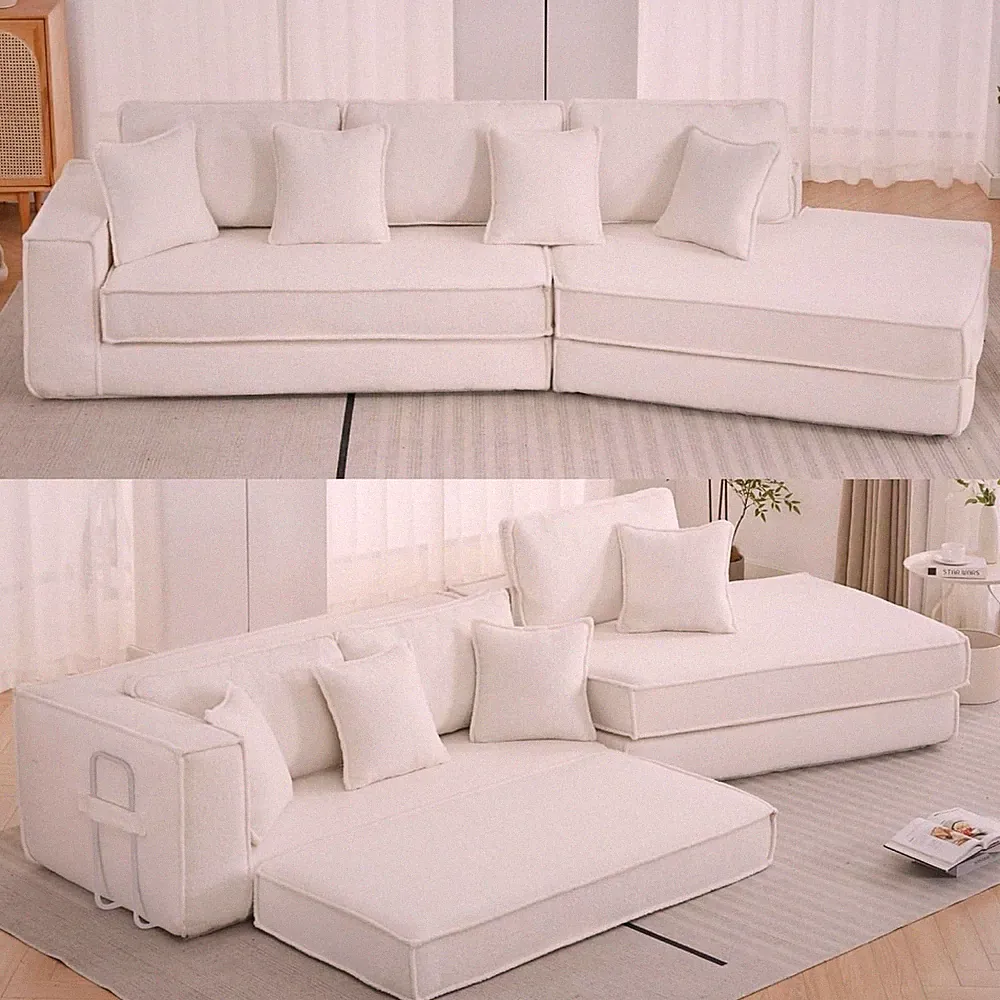 133" Convertible Folding Floor Sofa Bed Modern Modular Sectional Couch