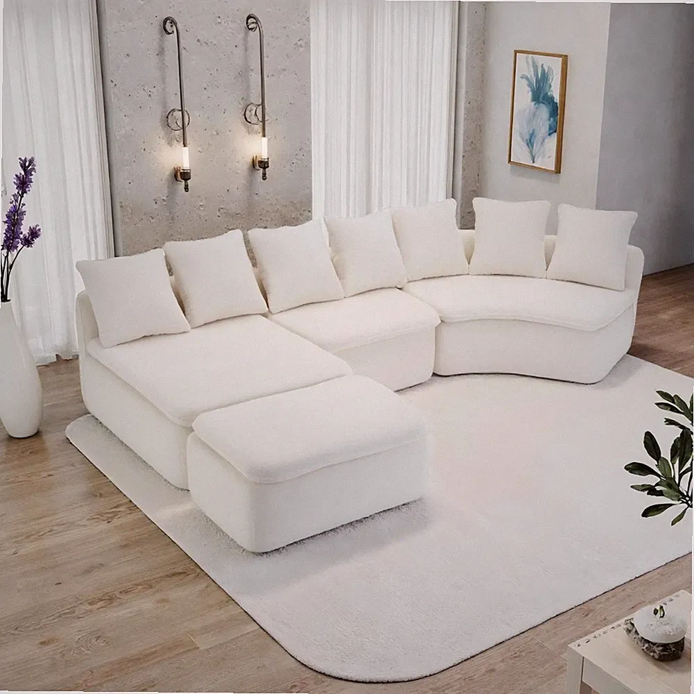 133'' Modular U-Shaped Sectional Compression Sofa with Removable Recliner Modu