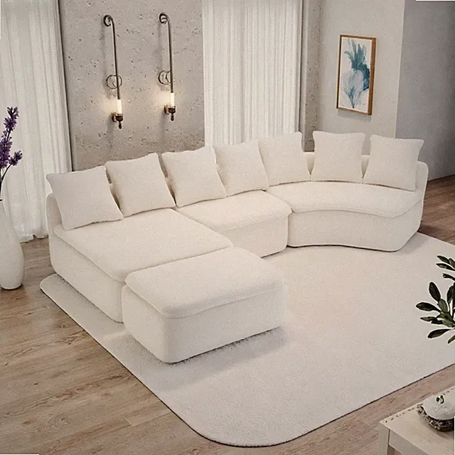133'' Modular U-Shaped Sectional Compression Sofa with Removable Recliner Modul