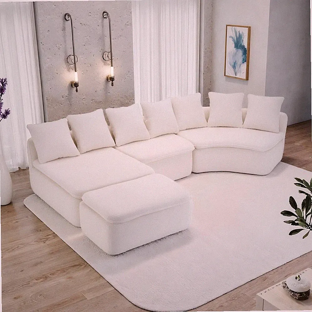 133'' Modular U-Shaped Sectional Compression Sofa with Removable Recliner Module