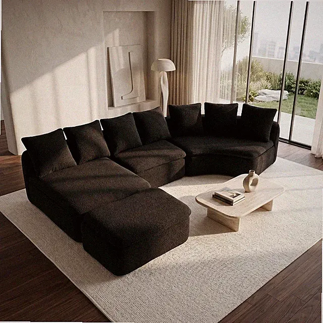 133" Oversized Modular Sectional Sofa, L-Shaped Couch with Ottoman, 6-Seat Sleep