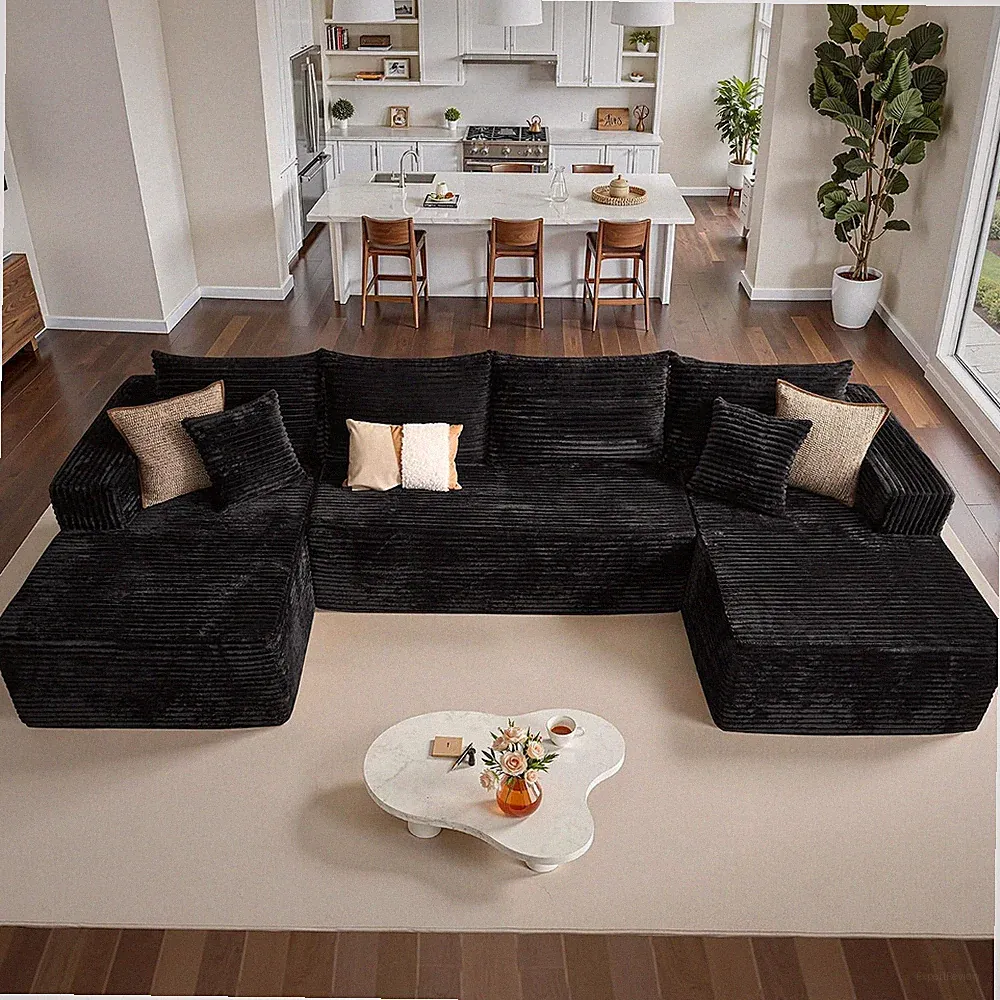 134" Boneless Cloud Couch, Moudular Sectional Sofa with Deep Seat, No Assembly R