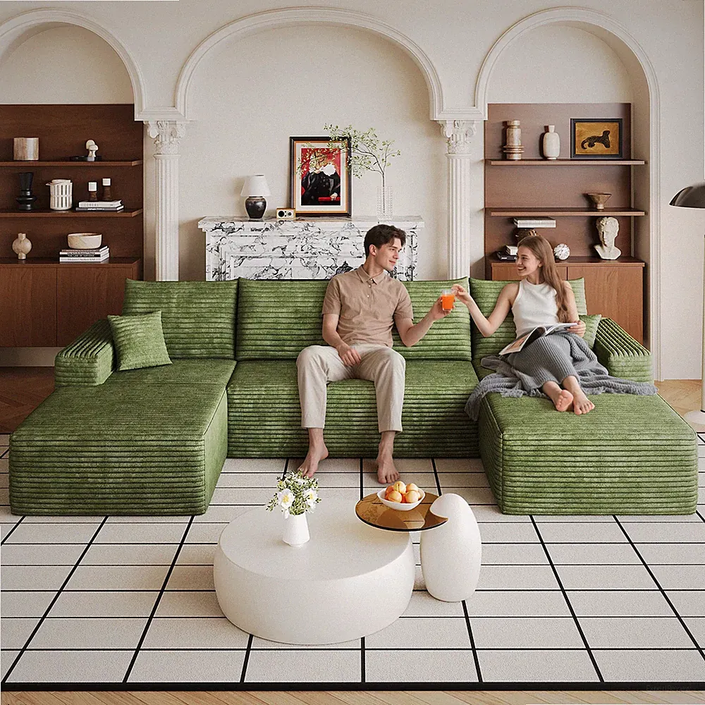 134" Cloud Sectional Sofa ,Modern Minimalist Upholstered Couches, Comfort U S