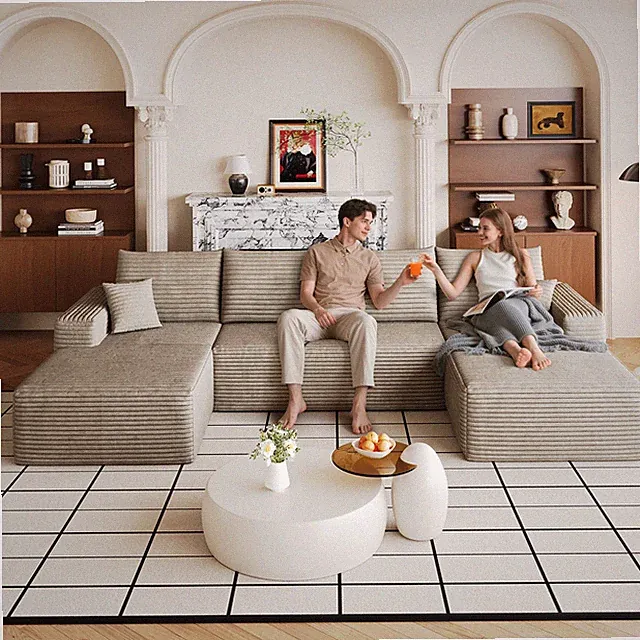 134" Cloud Sectional Sofa ,Modern Minimalist Upholstered Couches,Comfort U Shap