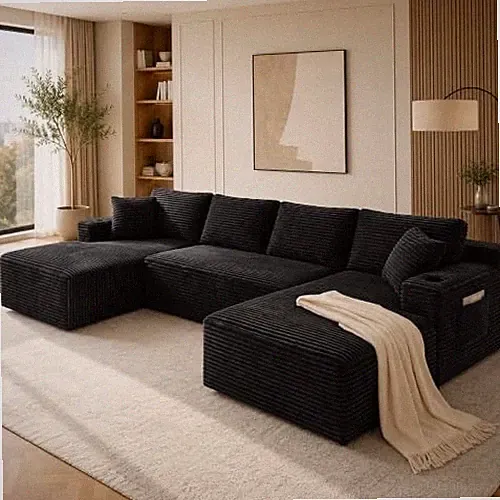 134 Inch Modular Sectional Sleeper Sofa, Boneless Cloud Couch for Living Room, U