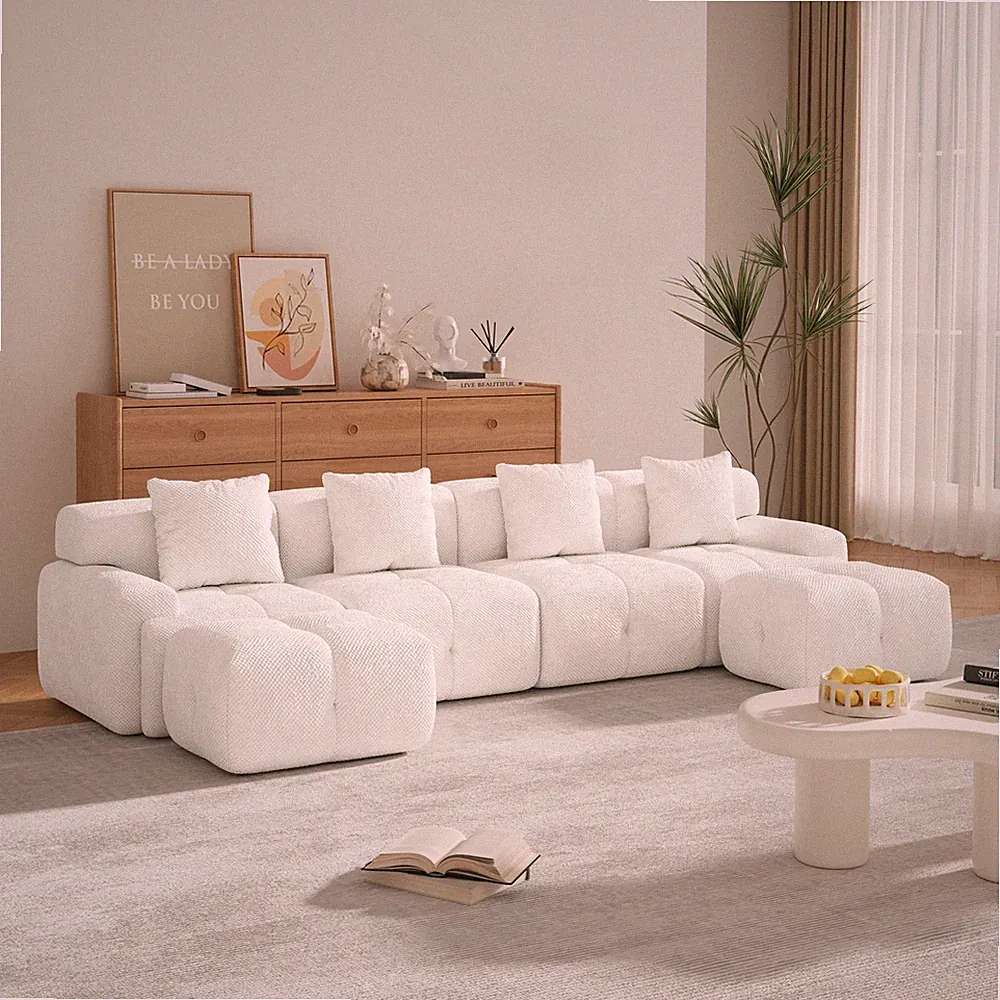 135.4" 6-Piece U-Shaped Sleeper Modular Sectional Sofa Bed Chaise, Oversized 4