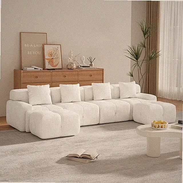 135.4" 6-Piece U-Shaped Sleeper Modular Sectional Sofa Bed Chaise, Oversized 4-S