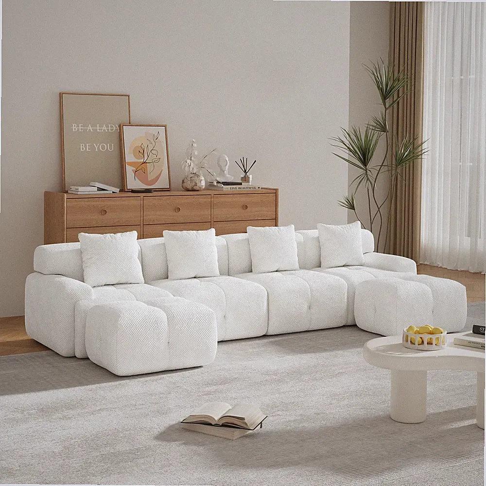 135.4" 6-Piece U-Shaped Sleeper Modular Sectional Sofa Bed Chaise, Oversized 4-S