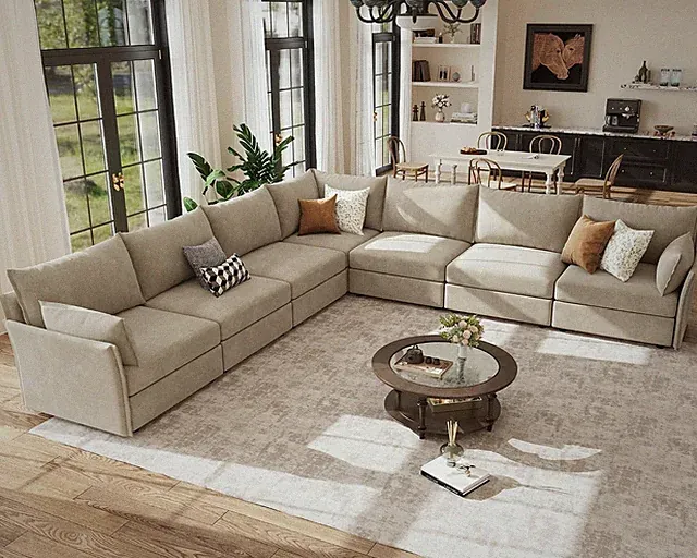 135.5" Oversized Modular Sectional Sofa, L Shaped Convertible Couch, Large 7 Sea