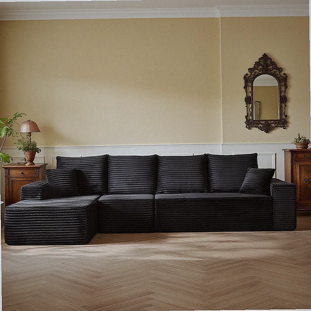 135" Boneless couch L Shaped Sectional Couch Left Chaise Sofas for Living Room