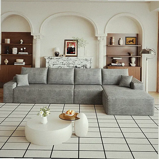 135" Cloud Sectional Couch w/L-Shape Chaise,Modern Modular Sofa w/Deep Seat