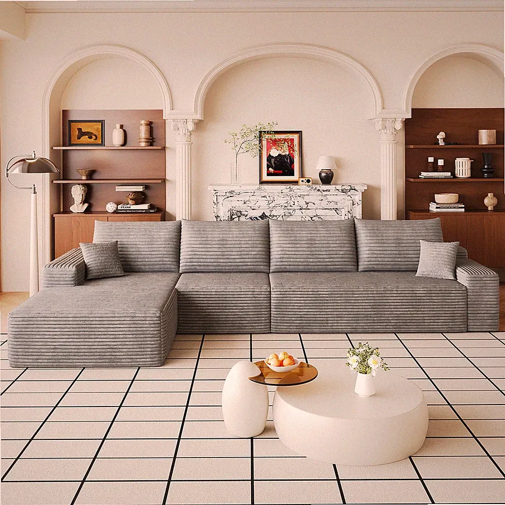 135" Cloud Sectional Couch w/L-Shape Chaise,Modern Modular Sofa w/Deep Seat,U