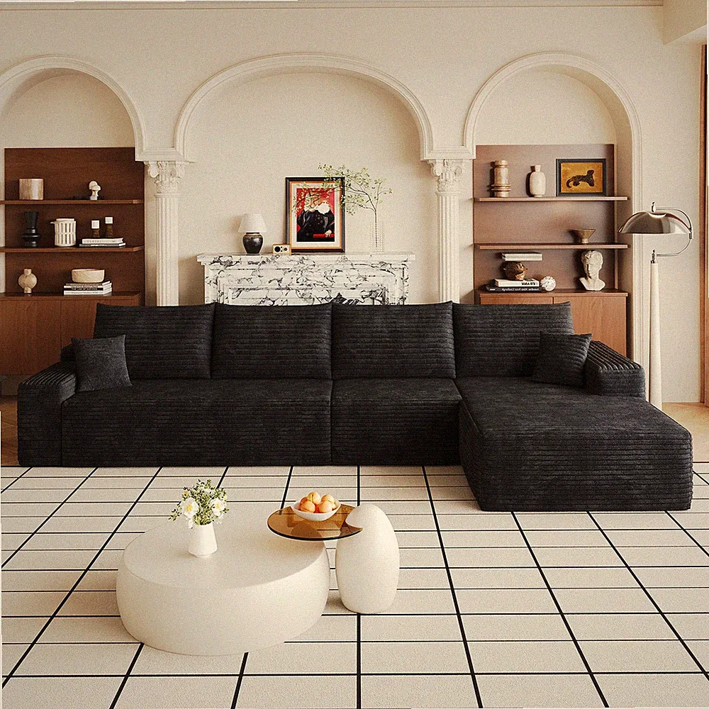 135" Cloud Sectional Couch w/L-Shape Chaise,Modern Modular Sofa w/Deep Seat,Up