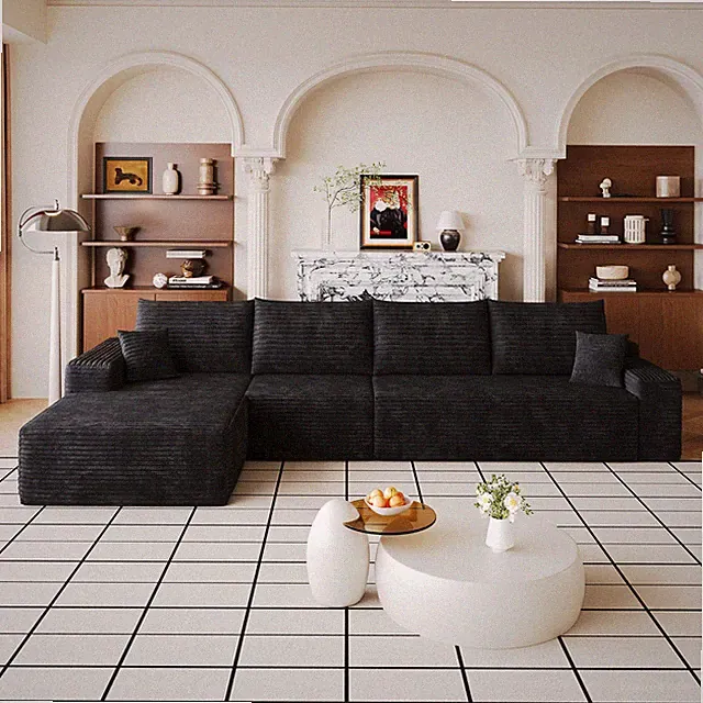 135" Cloud Sectional Couch w/L-Shape Chaise,Modern Modular Sofa w/Deep Seat,Upho