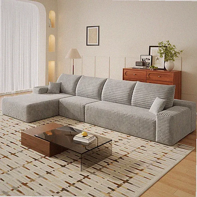 135" L Shape Modular Cloud Sectional Couch with Left Facing Chaise Boneless Sofa