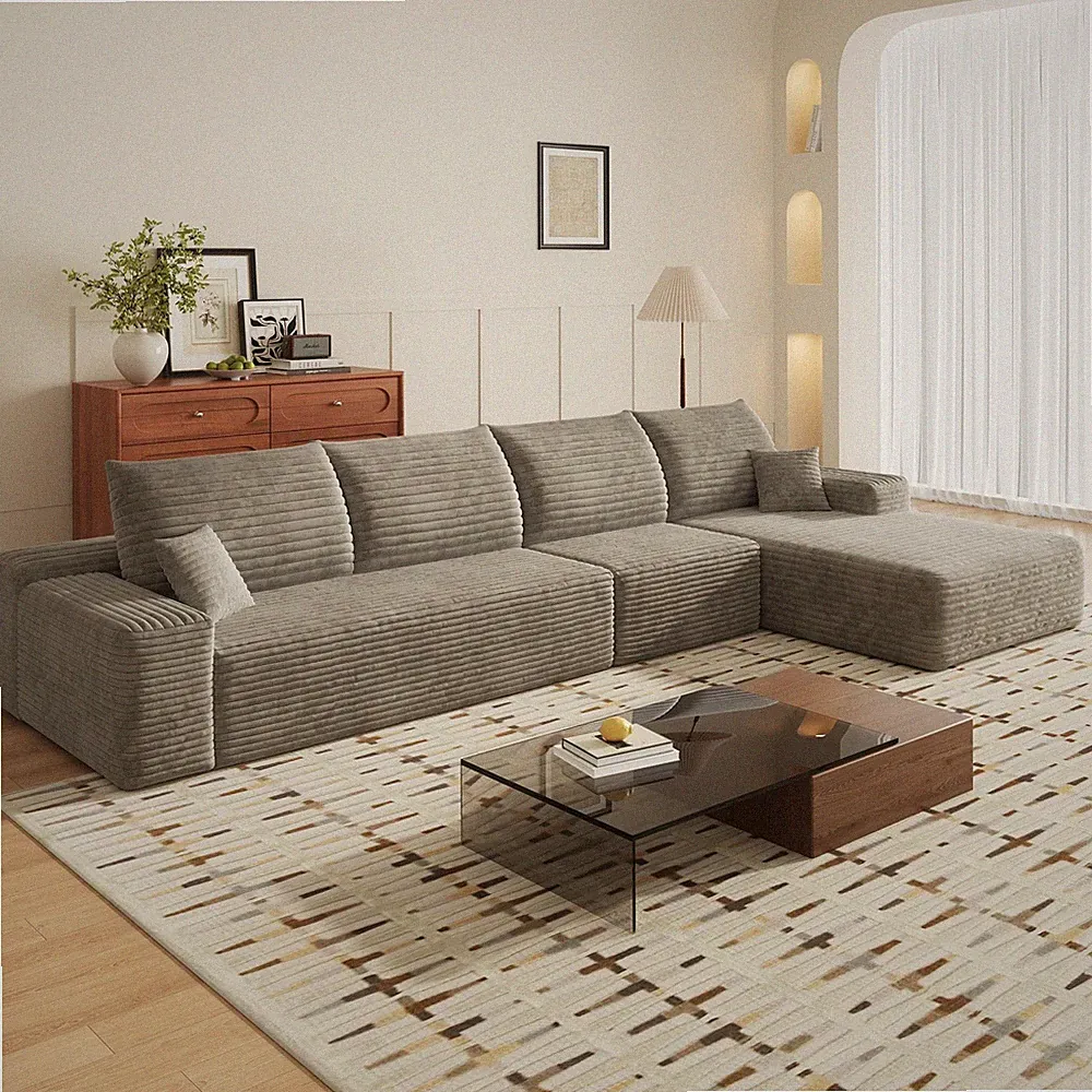 135" L Shape Sectional Cloud Couch with Right Facing Chaise Boneless Plush Sofa