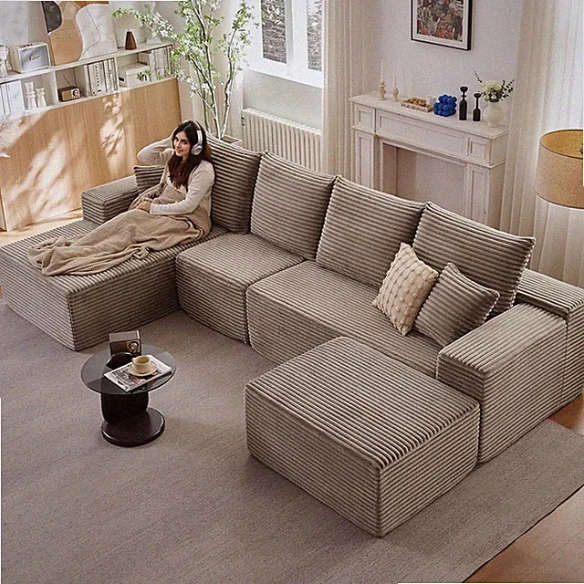 135" Modular Sectional Sofa with U Shaped Chaise, Upholstered Couches for Living