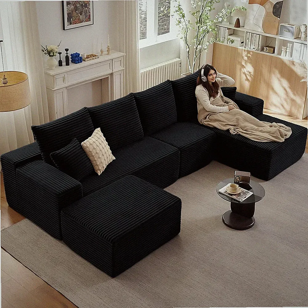 135" Modular Sectional Sofa with U Shaped Chaise, Upholstered Couches for Living