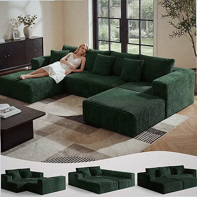 135" Oversized Modular Sectional Sofa, U-Shaped Cloud Couch with 59" Deep Seat