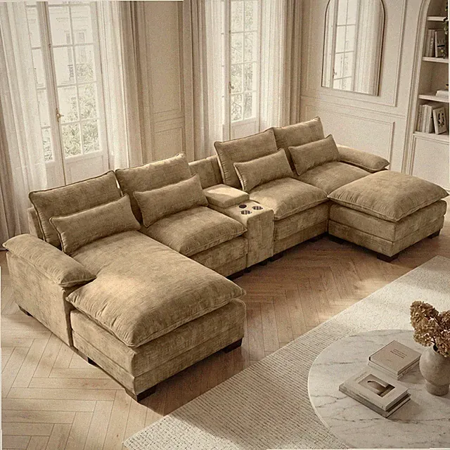 135" U Shaped Sectional Cloud Couch Sectional Couches for Living Room