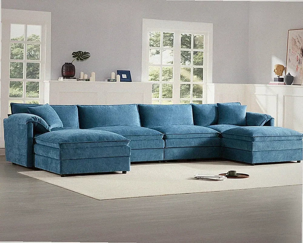 136" Modern U Shaped Modular Sectional Couches for Living Room, 6 Piece Cloud Co