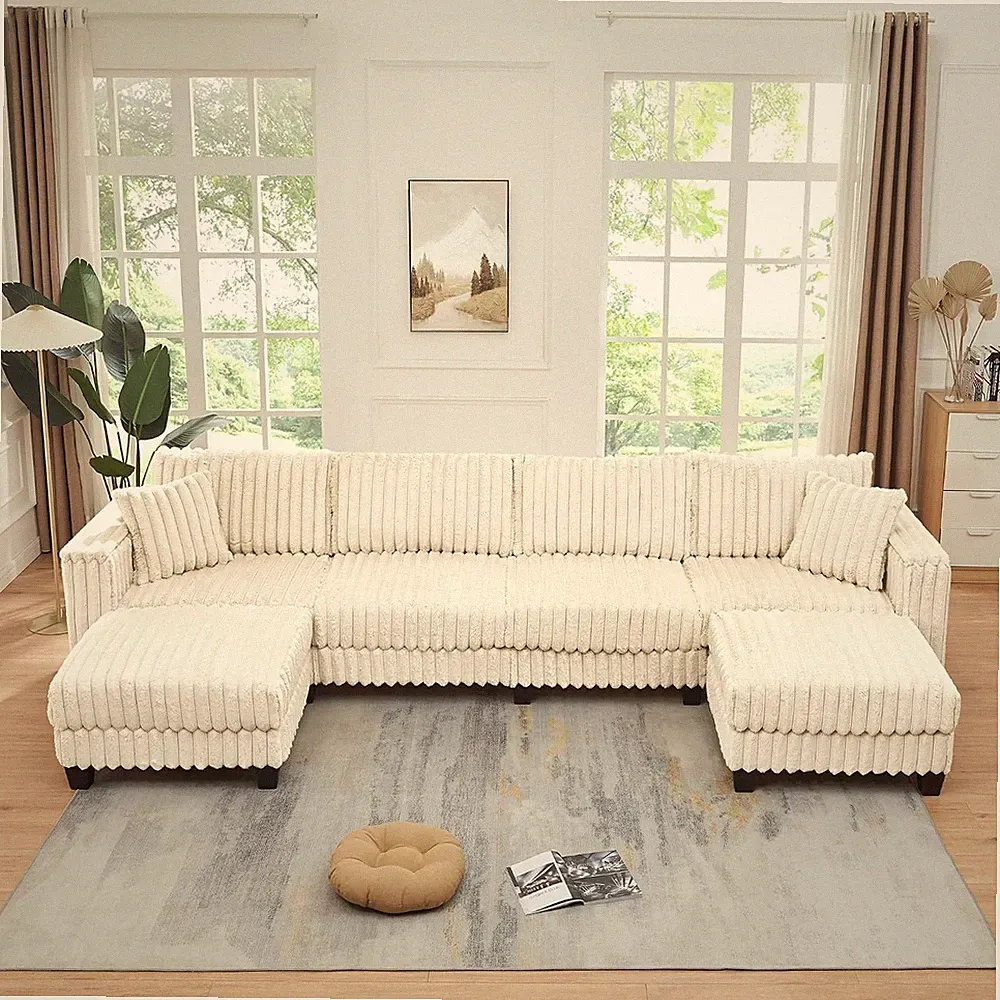 137" Large Cloud Couch Modular Sectional Sofa, U Shaped Sectional Couch with Mov