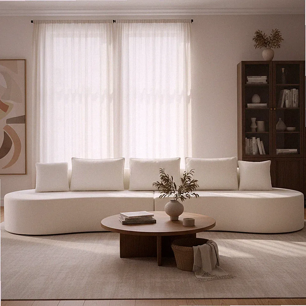 138.6" Modern Curved Modular Sectional Sofa w/High-Density Fully Compressed Sp