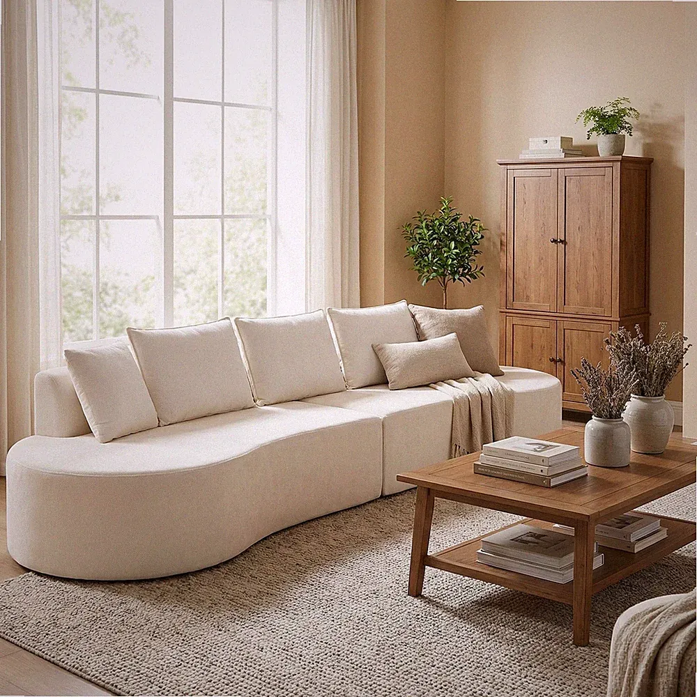 138.6" Modern Curved Modular Sectional Sofa w/High-Density Fully Compressed Spo