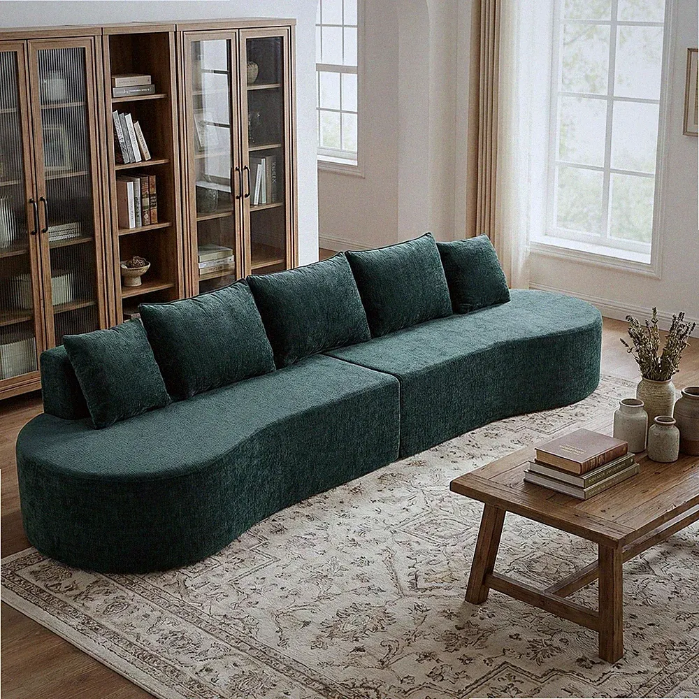 138.6" Modern Curved Modular Sectional Sofa w/High-Density Fully Compressed Spon