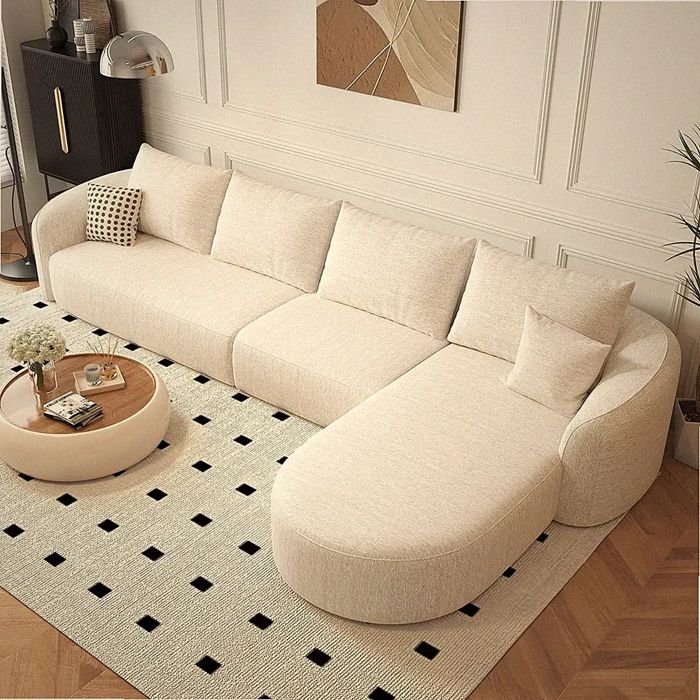 138.6" Modular Sectional Couches Luxury Modern Curved Back Sofa,Minimalist Comfy