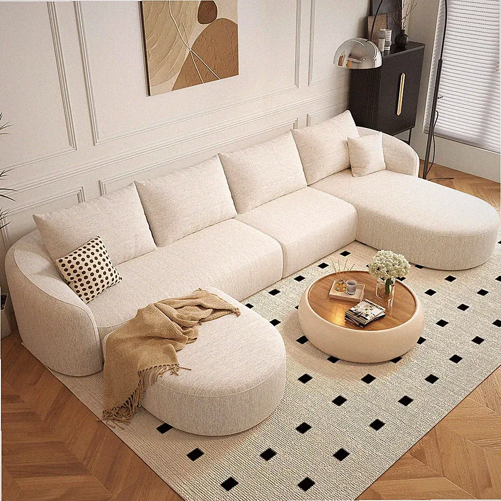 138.6" Modular Sectional Couches Luxury Modern Curved Back U-Shape Sofa Set with