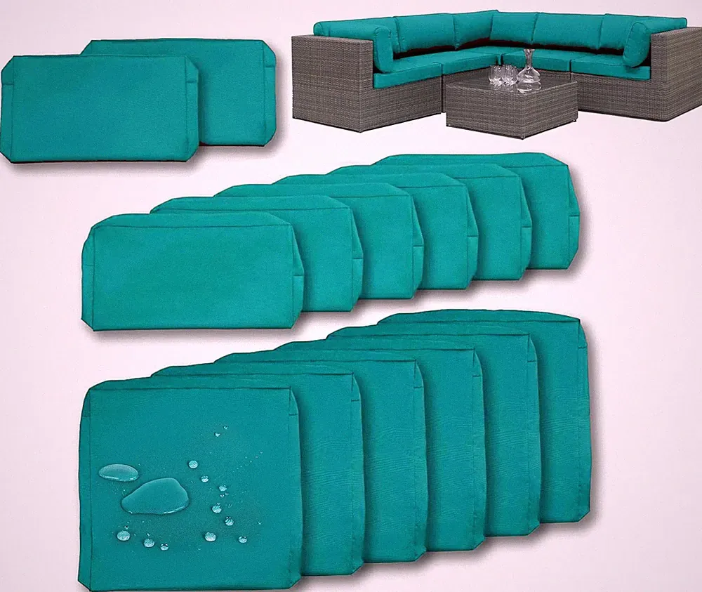 14 Pack Outdoor Cushion Covers for 6-Seater Rattan Wicker Sectional Sofa Fade...