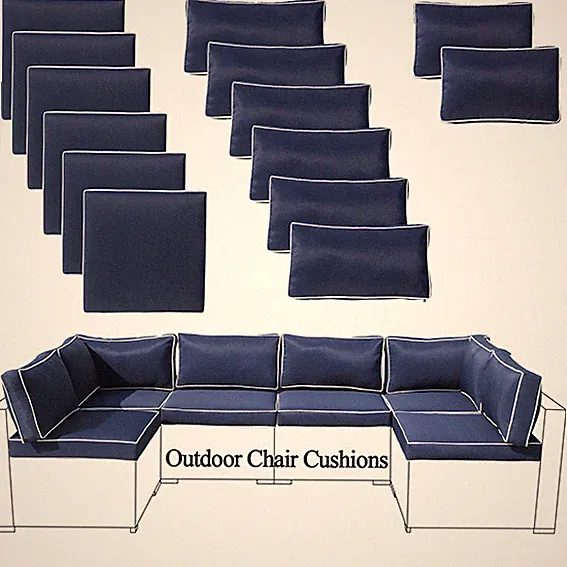 14 PCs Outdoor Patio Furniture Chair Cushions Set Replacement Blue Sofa Insert