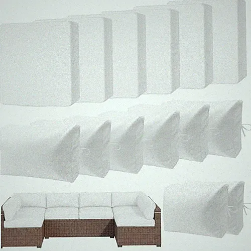 14 Pcs Patio Cushion Covers Replacement Outdoor Couch 25.6x25.6x4 Inch White