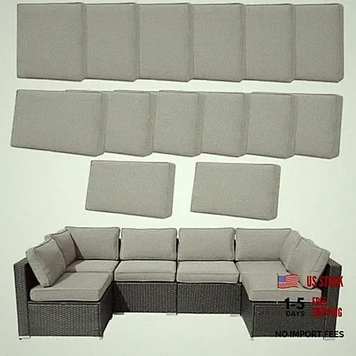 14 Pcs Patio Cushion Covers Replacement Outdoor Couch Cushions Light Gray