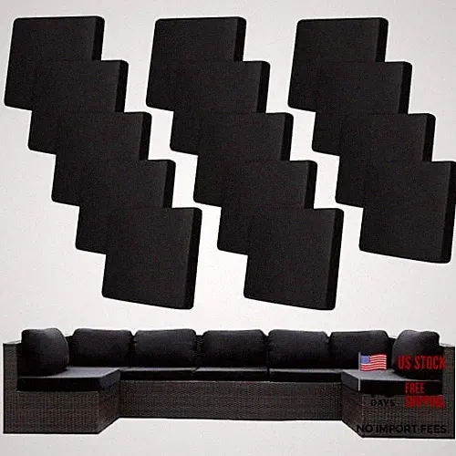 14 Pcs Stretch Patio Cushion Covers,Outdoor Couch Covers 14PCS .Black