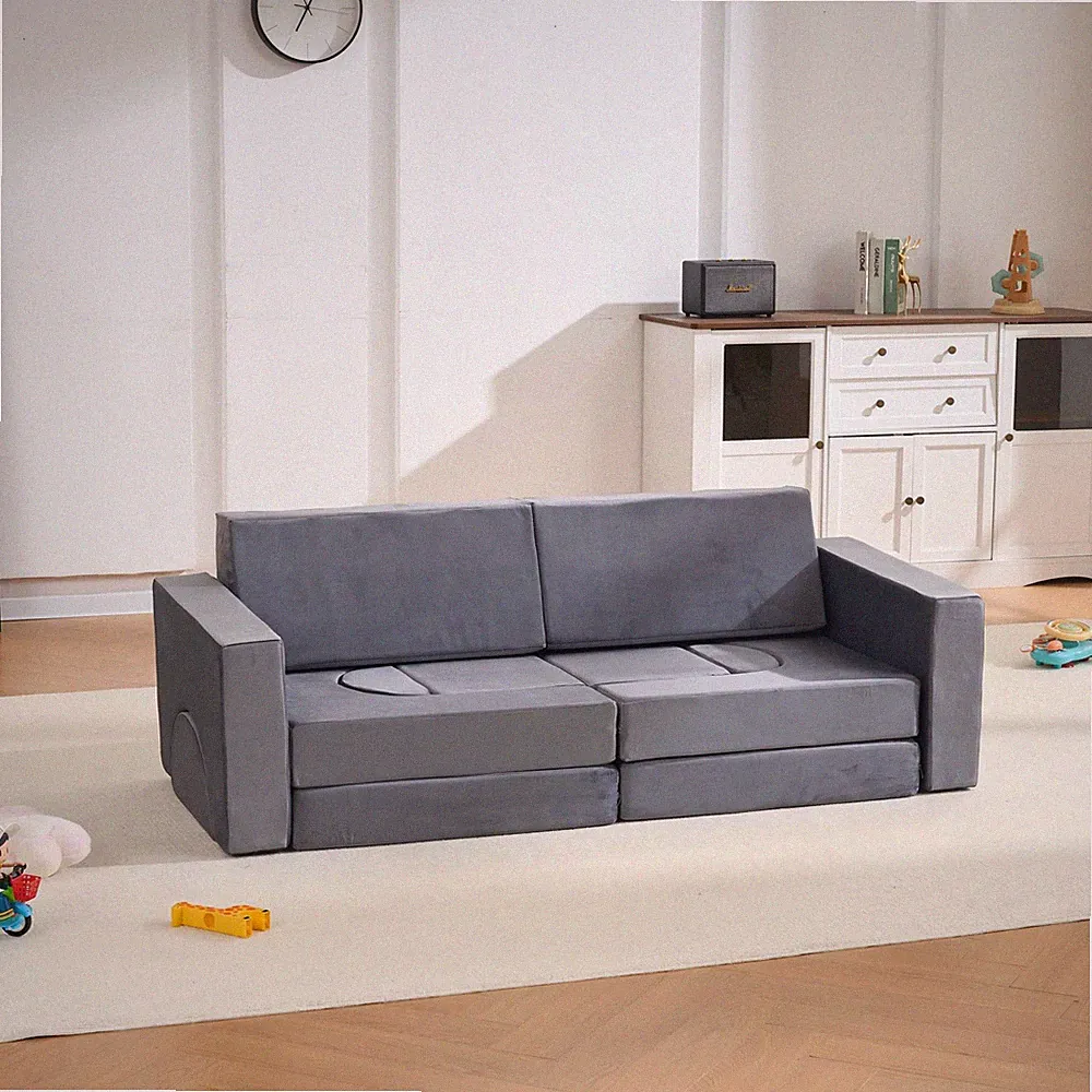 14-Piece Kids Modular Play Sofa, Convertible Foam Couch Sectional