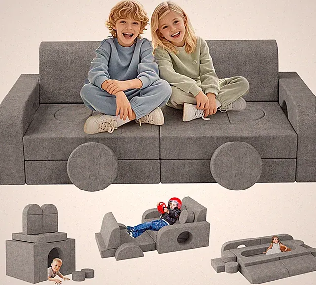 14-Piece Modular Kids Play Couch - DIY Convertible Foam Sofa for Playroom
