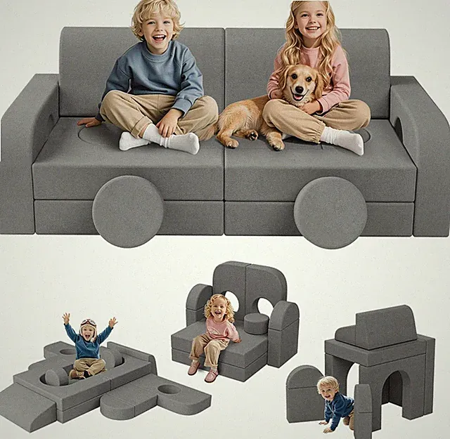 14-Piece Modular Kids Play Couch - DIY Foam Sofa for Playroom & Bedroom