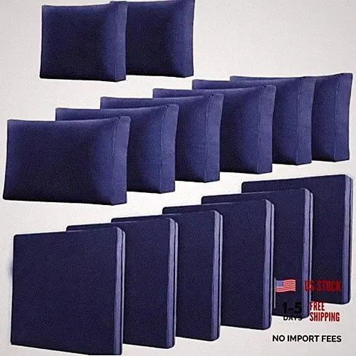 14-Piece Olefin Outdoor Cushion Covers - 25.6" × 25.6" （14PCS） Navy Blue