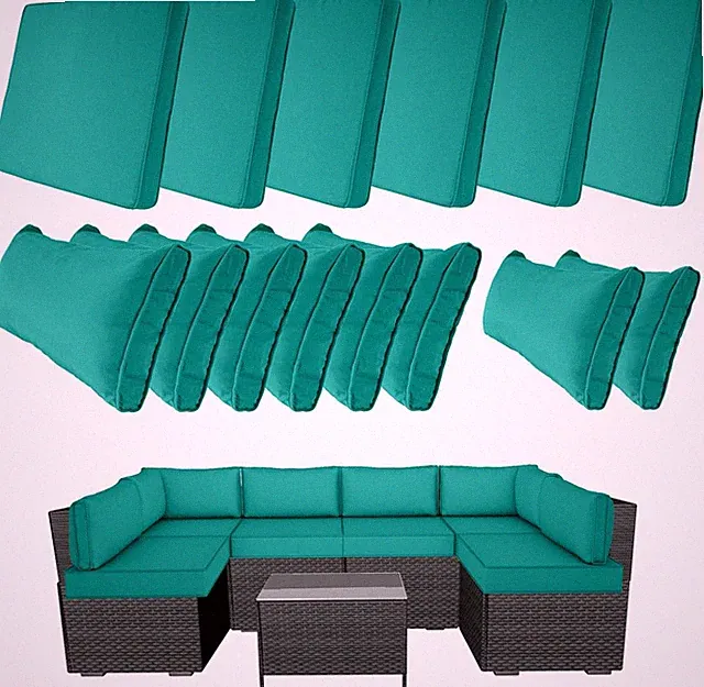 14-Piece Outdoor Cushion Covers – Waterproof, Fit 6-Seater Sofa Set, Teal