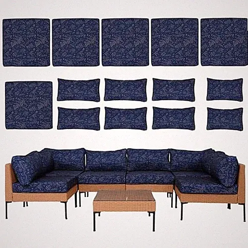 14 Piece Outdoor Patio Cushion Covers 25.6"x25.6"x3.9" Branches Scattered