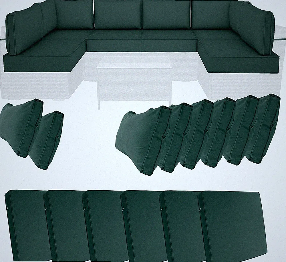 14-Piece Outdoor Sectional Cushions Water-Repellent Outdoor Cushions for 6-Seat