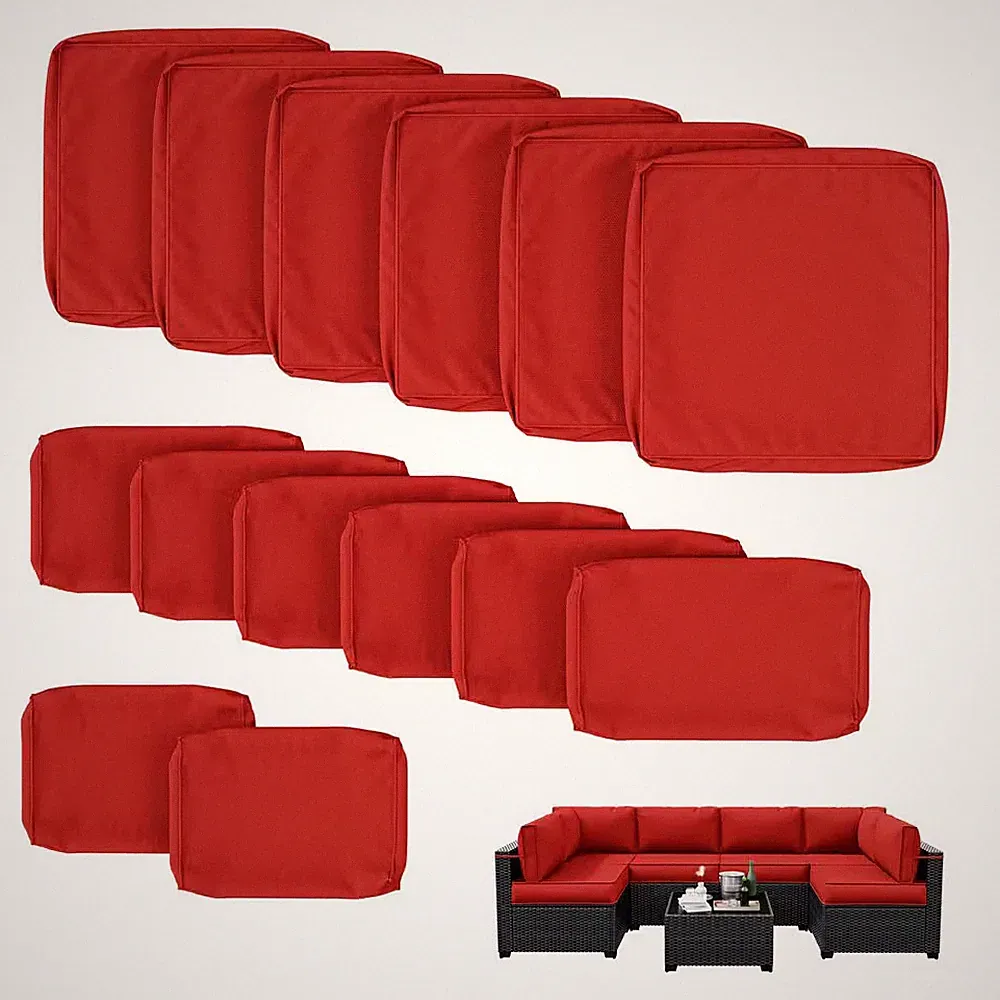 14-Piece Patio Cushion Covers Replacement with Zipper for Sectional Sofa Set, Sl