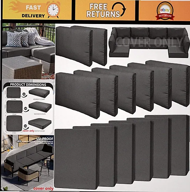14-Piece Waterproof Outdoor Cushion Covers Set for 6-Seat Wicker Sectional - Fad